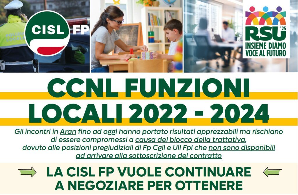 CCNL Funzioni Locali 2022 - 2024. La Cisl Fp vuole continuare a negoziare | Cisl Fp | Funzione Pubblica