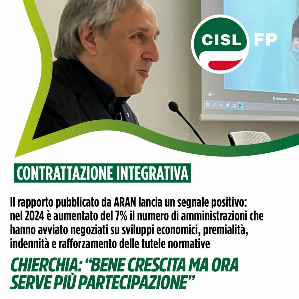 Contrattazione integrativa PA: CISL FP, Chierchia “Bene crescita del 7%, ora più partecipazione dei lavoratori” 2 Contrattazione integrativa PA: CISL FP, Chierchia “Bene crescita del 7%, ora più partecipazione dei lavoratori” | Cisl Fp | Funzione Pubblica