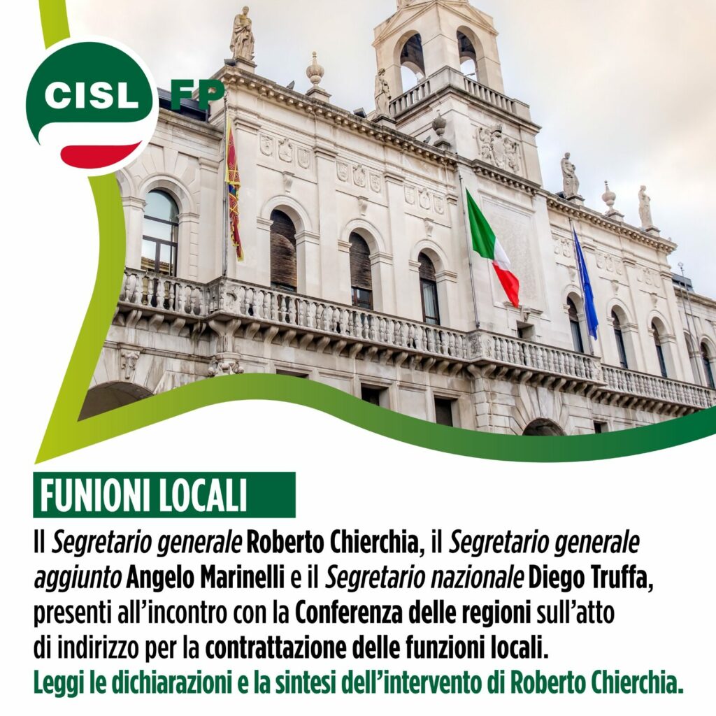 Funzioni Locali. Chierchia (CISL FP): Necessaria la collaborazione di sindacati e Conferenza Regioni per individuare proposte e soluzioni utili per ridurre il Gap contributivo di comparto e Area delle funzioni locali 2 Funzioni Locali. Chierchia (CISL FP): Necessaria la collaborazione di sindacati e Conferenza Regioni per individuare proposte e soluzioni utili per ridurre il Gap contributivo di comparto e Area delle funzioni locali | Cisl Fp | Funzione Pubblica