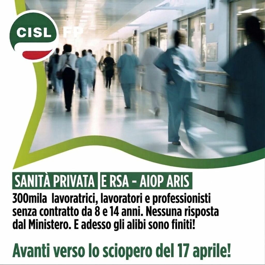Sanità Privata e RSA. Fp Cgil, Cisl Fp e Uil Fpl: “Ancora nessun riscontro da incontro del 18 marzo. Il 17 aprile sarà sciopero nazionale a Roma” | Cisl Fp | Funzione Pubblica